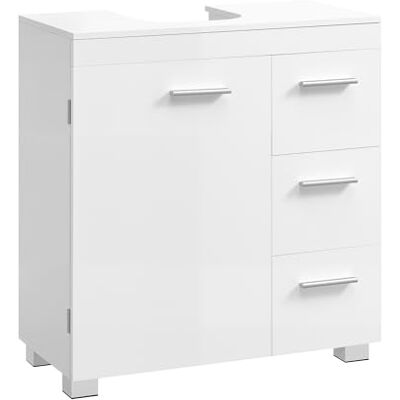 VASAGLE Waschbeckenunterschrank, 3 große Schubladen, 2 Fächer Badezimmerschrank, Badschrank, 30 x 60 x 64 cm, mit Füßen, wolkenweiß BBK513WB01 VASAGLE Waschbeckenunterschrank, 3 große Schubladen, 2 Fächer Badezimmerschrank, Badschrank, 30 x 60 x 64 cm, mit Füßen, wolkenweiß BBK513WB01