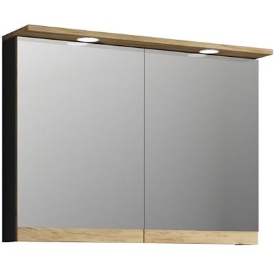 VCM Badspiegelschrank mit Beleuchtung und Steckdose – Spiegelschrank Bad mit 2 Türen und 2 Fächern – Badezimmerschrank hängend – H. 59 x B. 80 x T. 23 cm, Cosila VCM Badspiegelschrank mit Beleuchtung und Steckdose – Spiegelschrank Bad mit 2 Türen und 2 Fächern – Badezimmerschrank hängend – H. 59 x B. 80 x T. 23 cm, Cosila