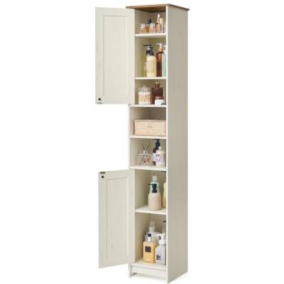 SONGMICS HOME Badezimmerschrank, Snapsemble – superschnelle Montage Badschrank schmal, verstellbare Ablagen, Wohnzimmer, Flur, 30 x 30 x 170 cm, vintageweiß, HOPU Kollektion BBC667WJ01 SONGMICS HOME Badezimmerschrank, Snapsemble – superschnelle Montage Badschrank schmal, verstellbare Ablagen, Wohnzimmer, Flur, 30 x 30 x 170 cm, vintageweiß, HOPU Kollektion BBC667WJ01