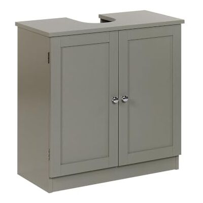 Beliani Waschbeckenunterschrank stehend MDF grau mit Türen 60x30 cm Atjoni Beliani Waschbeckenunterschrank stehend MDF grau mit Türen 60x30 cm Atjoni