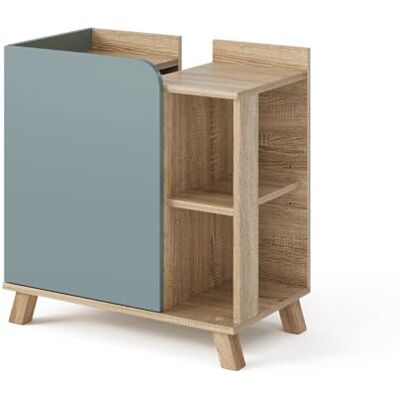 Vicco Waschbeckenunterschrank Karen, Sonoma/Blau, 60 x 65 cm mit Tür und offenen Fächern, mit Siphonausschnitt zur Montage unter dem Waschbecken Vicco Waschbeckenunterschrank Karen, Sonoma/Blau, 60 x 65 cm mit Tür und offenen Fächern, mit Siphonausschnitt zur Montage unter dem Waschbecken