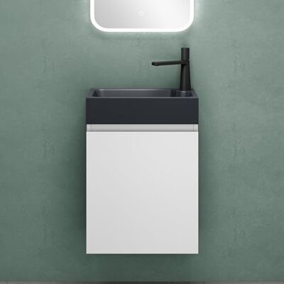 Mai & Mai Badmöbelset Waschtisch mit Unterschrank Weiß matt 46x26x63cm Badezimmermöbel für Gäste WC, inkl. Waschbecken aus Mineralguss in Anthrazit Matt Pisa02 Mai & Mai Badmöbelset Waschtisch mit Unterschrank Weiß matt 46x26x63cm Badezimmermöbel für Gäste WC, inkl. Waschbecken aus Mineralguss in Anthrazit Matt Pisa02