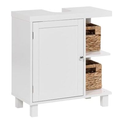 Beliani Waschbeckenunterschrank stehend MDF weiß mit Regalen Einer Tür und Aufbewahrungsboxen 60x30 cm Pacallon Beliani Waschbeckenunterschrank stehend MDF weiß mit Regalen Einer Tür und Aufbewahrungsboxen 60x30 cm Pacallon