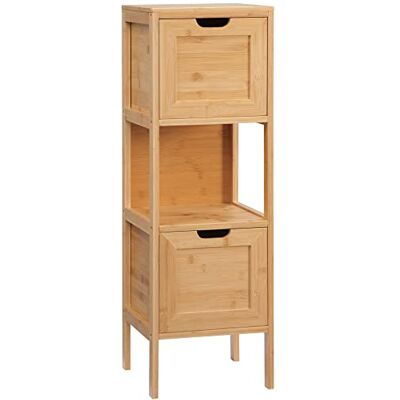 kleankin Badezimmerschrank mit Kippschutz 30 x 30 x 90 cm Natur Aus Bambus, Unterschrank mit 2 Schubladen, Lanfhausstil Beistellschrank, Badschrank, Aufbewahrungsschrank kleankin Badezimmerschrank mit Kippschutz 30 x 30 x 90 cm Natur Aus Bambus, Unterschrank mit 2 Schubladen, Lanfhausstil Beistellschrank, Badschrank, Aufbewahrungsschrank