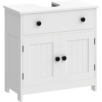 HOMCOM Waschbeckenunterschrank Badezimmerschrank mit Regal, Schublade und 2 Soft-Close-Türen, Badezimmer Unterschrank für Waschbecken mit oder ohne Sockel 60 x 30 x 60 cm, Weiß HOMCOM Waschbeckenunterschrank Badezimmerschrank mit Regal, Schublade und 2 Soft-Close-Türen, Badezimmer Unterschrank für Waschbecken mit oder ohne Sockel 60 x 30 x 60 cm, Weiß
