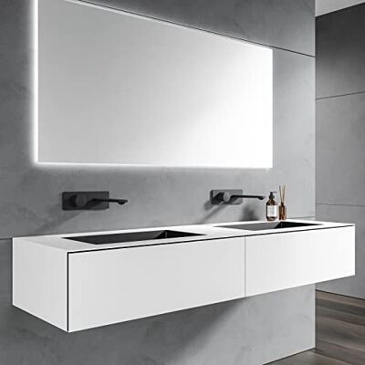 Bernstein Badmöbel-Set Unterschrank mit Doppel-Waschbecken, Breite 160cm, Unterschrank mit Waschbecken aus der Badmöbel-Serie Arctic, Softtouch Oberfläche, Push-Open Schubladen, Vormontiert Bernstein Badmöbel-Set Unterschrank mit Doppel-Waschbecken, Breite 160cm, Unterschrank mit Waschbecken aus der Badmöbel-Serie Arctic, Softtouch Oberfläche, Push-Open Schubladen, Vormontiert