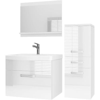 B BELINI GROUP Belini PRIP2 Waschbeckenunterschrank Badschrank 90cm Weiß Hochglanz Badmöbel-Set in Weiß Hochglanz, wandhängende Montage, Soft-Close-Mechanismus, FSC-Holzwerkstoff, inkl. Waschbecken & Spiegel B BELINI GROUP Belini PRIP2 Waschbeckenunterschrank Badschrank 90cm Weiß Hochglanz Badmöbel-Set in Weiß Hochglanz, wandhängende Montage, Soft-Close-Mechanismus, FSC-Holzwerkstoff, inkl. Waschbecken & Spiegel
