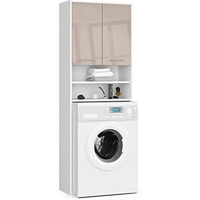 AKORD Waschmaschinenumbauschrank FIN 64 cm mit 2 Türen Hängender Waschmaschinenschrank Umbauschrank B64 x H180 x T30 cm Gewicht 29,50 kg Weiß/Cappuccino Hochglanz AKORD Waschmaschinenumbauschrank FIN 64 cm mit 2 Türen Hängender Waschmaschinenschrank Umbauschrank B64 x H180 x T30 cm Gewicht 29,50 kg Weiß/Cappuccino Hochglanz