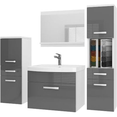 B BELINI GROUP Belini PRIP5 Waschbeckenunterschrank Badschrank 120cm Grau Hochglanz Badmöbel-Set in Grau Hochglanz, wandhängende Montage, Soft-Close-Mechanismus, FSC-Holzwerkstoff, inkl. Waschbecken & Spiegel B BELINI GROUP Belini PRIP5 Waschbeckenunterschrank Badschrank 120cm Grau Hochglanz Badmöbel-Set in Grau Hochglanz, wandhängende Montage, Soft-Close-Mechanismus, FSC-Holzwerkstoff, inkl. Waschbecken & Spiegel