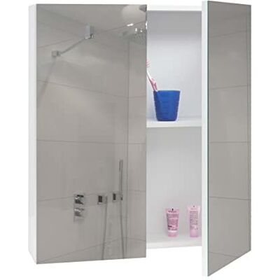 Mendler Spiegelschrank HWC-B19b 70x60x16cm weiß Badschrank, Hängeschrank, 2 Regalböden, Hochglanz, FSC®-Zertifiziert Mendler Spiegelschrank HWC-B19b 70x60x16cm weiß Badschrank, Hängeschrank, 2 Regalböden, Hochglanz, FSC®-Zertifiziert