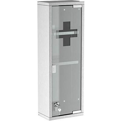 kleankin Medizinschrank Abschließbar 3 Fächer 20 x 12 x 58 cm Silber kleankin Medizinschrank Abschließbar 3 Fächer 20 x 12 x 58 cm Silber