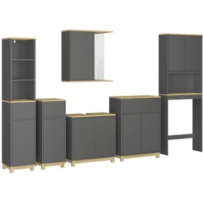 Vicco Badmöbel-Set Livia, Anthrazit/Eiche 60 cm besteht aus Spiegelschrank, Waschbeckenunterschrank, 2x Midischrank, Hochschrank und Toilettenschrank Vicco Badmöbel-Set Livia, Anthrazit/Eiche 60 cm besteht aus Spiegelschrank, Waschbeckenunterschrank, 2x Midischrank, Hochschrank und Toilettenschrank