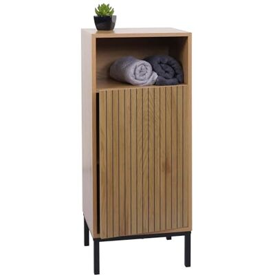 Mendler Kommode HWC-O42 MDF Melamin 98x39x30cm Holzoptik Natur Badezimmerkommode, Badschrank, Schrank, mit 1 Tür, 3 Staufächer Mendler Kommode HWC-O42 MDF Melamin 98x39x30cm Holzoptik Natur Badezimmerkommode, Badschrank, Schrank, mit 1 Tür, 3 Staufächer