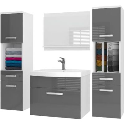 B BELINI GROUP Belini PRIP6 Waschbeckenunterschrank Badschrank 120cm Grau Hochglanz Badmöbel-Set in Grau Hochglanz, wandhängende Montage, Soft-Close-Mechanismus, FSC-Holzwerkstoff, inkl. Waschbecken & Spiegel B BELINI GROUP Belini PRIP6 Waschbeckenunterschrank Badschrank 120cm Grau Hochglanz Badmöbel-Set in Grau Hochglanz, wandhängende Montage, Soft-Close-Mechanismus, FSC-Holzwerkstoff, inkl. Waschbecken & Spiegel