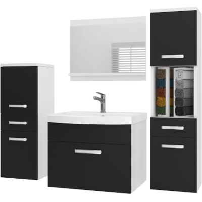 B BELINI GROUP Belini PRIM5 Waschbeckenunterschrank Badschrank 120cm Schwarz Matt Badmöbel-Set in Schwarz Matt, wandhängende Montage, Soft-Close-Mechanismus, FSC-Holzwerkstoff, inkl. Waschbecken & Spiegel B BELINI GROUP Belini PRIM5 Waschbeckenunterschrank Badschrank 120cm Schwarz Matt Badmöbel-Set in Schwarz Matt, wandhängende Montage, Soft-Close-Mechanismus, FSC-Holzwerkstoff, inkl. Waschbecken & Spiegel