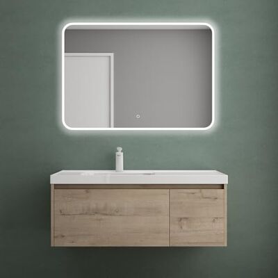 Mai & Mai Badmöbelset Waschtisch mit Unterschrank 100cm Badezimmermöbel Eiche Greige, inkl. Waschbecken aus Mineralguss und LED-Badspiegel Salerno Mai & Mai Badmöbelset Waschtisch mit Unterschrank 100cm Badezimmermöbel Eiche Greige, inkl. Waschbecken aus Mineralguss und LED-Badspiegel Salerno