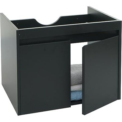 Mendler Waschbeckenunterschrank HWC-L86AM 48x59x46cm schwarz Badezimmer, Waschtisch, Unterschrank, MVG, Melamin, 2 Türen Mendler Waschbeckenunterschrank HWC-L86AM 48x59x46cm schwarz Badezimmer, Waschtisch, Unterschrank, MVG, Melamin, 2 Türen