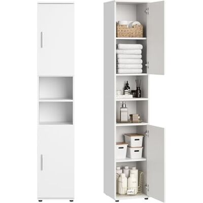 Home Collective Badezimmerschrank schmal Hochschrank Badschrank mit 6 Fächern, Badezimmer Aufbewahrung, Mehrzweckschrank für Bad, Keller & Hauswirtschaftsraum 35x35x187 cm (BxTxH) Weiß Home Collective Badezimmerschrank schmal Hochschrank Badschrank mit 6 Fächern, Badezimmer Aufbewahrung, Mehrzweckschrank für Bad, Keller & Hauswirtschaftsraum 35x35x187 cm (BxTxH) Weiß