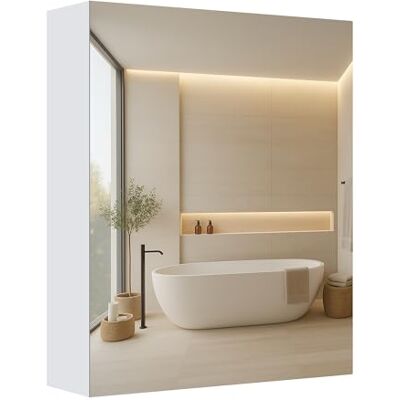 VASAGLE Spiegelschrank, Badezimmerschrank, mit 1 Tür, 13 x 50 x 60 cm Aufbewahrungsschrank, mit verstellbaren Regalebenen, modern, weiß, KAILYN Kollektion BBK012WB01 VASAGLE Spiegelschrank, Badezimmerschrank, mit 1 Tür, 13 x 50 x 60 cm Aufbewahrungsschrank, mit verstellbaren Regalebenen, modern, weiß, KAILYN Kollektion BBK012WB01