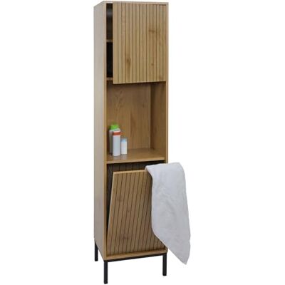 Mendler Hochschrank HWC-O42 MDF Melamin 174x39x30cm Holzoptik Natur Badschrank, Badregal, Badezimmer, Schrankfächer, Wäschekorb Mendler Hochschrank HWC-O42 MDF Melamin 174x39x30cm Holzoptik Natur Badschrank, Badregal, Badezimmer, Schrankfächer, Wäschekorb