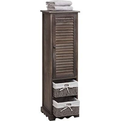 Mendler Badezimmerkommode HWC-H20 120x27x29cm Shabby grau-braun Badezimmer, Schrank, Badschrank, Badregal Mendler Badezimmerkommode HWC-H20 120x27x29cm Shabby grau-braun Badezimmer, Schrank, Badschrank, Badregal