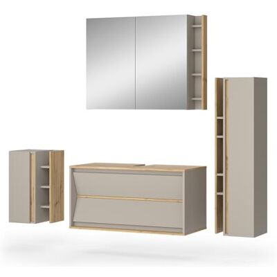 Vicco Badmöbel-Set Edelin, Cashmere, 100 cm besteht aus Waschbeckenunterschrank, Spiegelschrank, Midischrank und Hängeschrank Vicco Badmöbel-Set Edelin, Cashmere, 100 cm besteht aus Waschbeckenunterschrank, Spiegelschrank, Midischrank und Hängeschrank