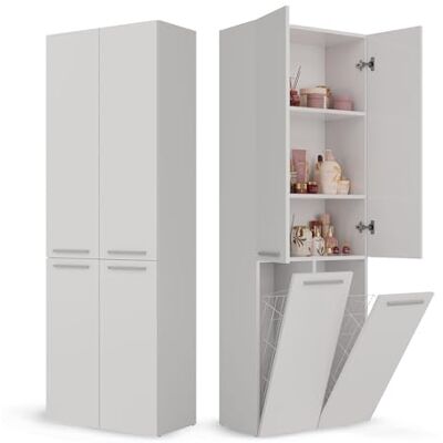 CDF Badezimmerschrank Bad Schrank Mit Wäschekorb Weiß Badschrank Mehrzweckschrank Badregal Stehend Hochschrank Schublade Tür Bodenschrank Allzweckschrank 2 Wäschekorb 174 x 60 x 30 CDF Badezimmerschrank Bad Schrank Mit Wäschekorb Weiß Badschrank Mehrzweckschrank Badregal Stehend Hochschrank Schublade Tür Bodenschrank Allzweckschrank 2 Wäschekorb 174 x 60 x 30