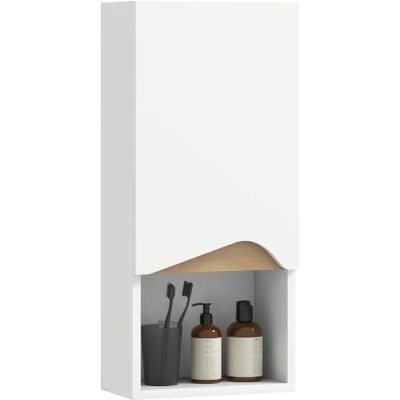 HOMCOM Badezimmerschrank Bad-Hängeschrank Soft-Close-Tür 30x17x67 cm Weiß Wandschrank, Verstellbare Ablagen, Offenes Fach, Wohnzimmer, Schlafzimmer HOMCOM Badezimmerschrank Bad-Hängeschrank Soft-Close-Tür 30x17x67 cm Weiß Wandschrank, Verstellbare Ablagen, Offenes Fach, Wohnzimmer, Schlafzimmer