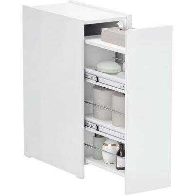 HOMCOM Nischenschrank mit Schublade Badschrank 47 x 25 x 66,5 cm Weiß Toilettenschrank, 4 Tiefe Fächer, Schmaler Beistellschrank mit Rad, Badezimmerschrank, Badezimmer, Kleine Räume, Wohnzimmer HOMCOM Nischenschrank mit Schublade Badschrank 47 x 25 x 66,5 cm Weiß Toilettenschrank, 4 Tiefe Fächer, Schmaler Beistellschrank mit Rad, Badezimmerschrank, Badezimmer, Kleine Räume, Wohnzimmer