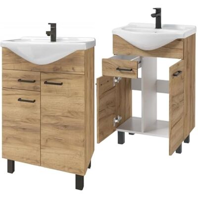 Dąb craft Badezimmer-Skrank mit Waschbecken - Badezimmermöbel Dąb craft Badezimmer-Skrank mit Waschbecken - Badezimmermöbel