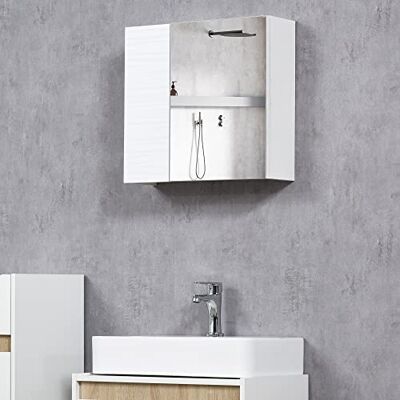 kleankin Spiegelschrank, Badschrank mit Doppeltür, Badezimmerschrank mit Verstellbaren Einlegeböden, Wandschrank fürs Bad, 48 x 15 x 45 cm Weiß kleankin Spiegelschrank, Badschrank mit Doppeltür, Badezimmerschrank mit Verstellbaren Einlegeböden, Wandschrank fürs Bad, 48 x 15 x 45 cm Weiß