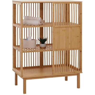 Mendler Bambus Standregal HWC-N81 3 Regalböden Schiebetür 115x80x45cm Badezimmerschrank, Badschrank, Badregal, Kommode, FSC® Mendler Bambus Standregal HWC-N81 3 Regalböden Schiebetür 115x80x45cm Badezimmerschrank, Badschrank, Badregal, Kommode, FSC®