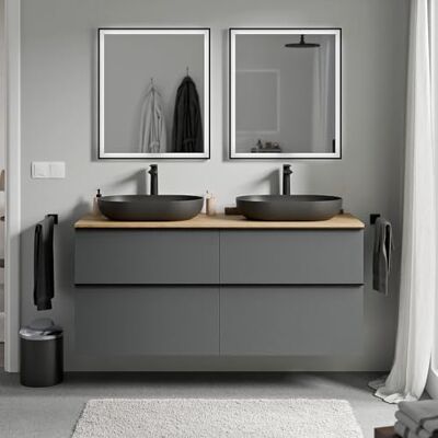 Bernstein Waschbecken-Unterschrank Lavoa 120cm in Anthrazit Waschtischplatte: Eiche Schrank mit 2 Schubladen, Griff in Chrom Soft-Close Hettich Metallauszüge, 5 Jahre Garantie Bernstein Waschbecken-Unterschrank Lavoa 120cm in Anthrazit Waschtischplatte: Eiche Schrank mit 2 Schubladen, Griff in Chrom Soft-Close Hettich Metallauszüge, 5 Jahre Garantie