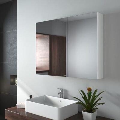EMKE Spiegelschränke 85x65cm Spiegelschrank Badschrank mit Doppelseitiger Spiegel (Weiß) EMKE Spiegelschränke 85x65cm Spiegelschrank Badschrank mit Doppelseitiger Spiegel (Weiß)