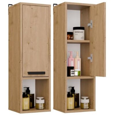 CDF Hochschrank Badschrank Seitenschrank Badezimmer Hängend Eiche Artisan 3 Einlegeböden, 16 mm Spanplatte, matt, 25,5x24x82 cm, Selbstmontage, 2 Jahre Garantie, 9 kg Gewicht, praktisch, platzsparend CDF Hochschrank Badschrank Seitenschrank Badezimmer Hängend Eiche Artisan 3 Einlegeböden, 16 mm Spanplatte, matt, 25,5x24x82 cm, Selbstmontage, 2 Jahre Garantie, 9 kg Gewicht, praktisch, platzsparend
