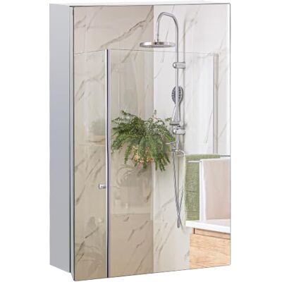 kleankin Spiegelschrank, Badezimmerschrank mit 3 Ebenen, Medizinschrank für Badezimmer, Schlafzimmer, Edelstahl, Silber, 39 x 12 x 60 cm kleankin Spiegelschrank, Badezimmerschrank mit 3 Ebenen, Medizinschrank für Badezimmer, Schlafzimmer, Edelstahl, Silber, 39 x 12 x 60 cm