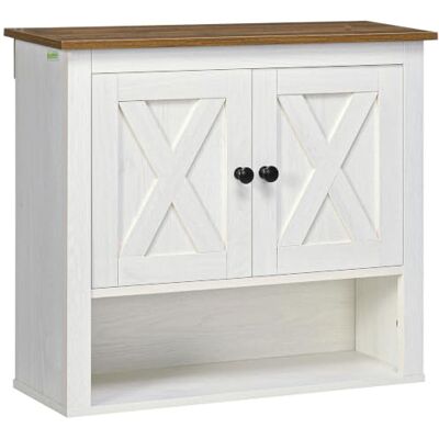 kleankin Wandmontierter WC-Schrank 60x19.5x52.5 cm Weiß Badezimmerschrank, wandmontierter WC-Schrank, Schrank mit Türen, offenes Fach kleankin Wandmontierter WC-Schrank 60x19.5x52.5 cm Weiß Badezimmerschrank, wandmontierter WC-Schrank, Schrank mit Türen, offenes Fach