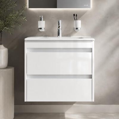 AM.PM Spike – Wandhängender Waschtischunterschrank mit Waschbecken, Badmöbel-Set für Badezimmer & Gäste-WC, 2 Schubladen, Weiß (60/54 cm) AM.PM Spike – Wandhängender Waschtischunterschrank mit Waschbecken, Badmöbel-Set für Badezimmer & Gäste-WC, 2 Schubladen, Weiß (60/54 cm)