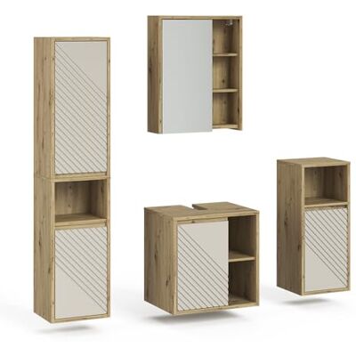Vicco Badmöbel-Set Viola, Artisan-Eiche 60 cm besteht aus Waschbeckenunterschrank, Spiegelschrank, Hochschrank und Midischrank Vicco Badmöbel-Set Viola, Artisan-Eiche 60 cm besteht aus Waschbeckenunterschrank, Spiegelschrank, Hochschrank und Midischrank