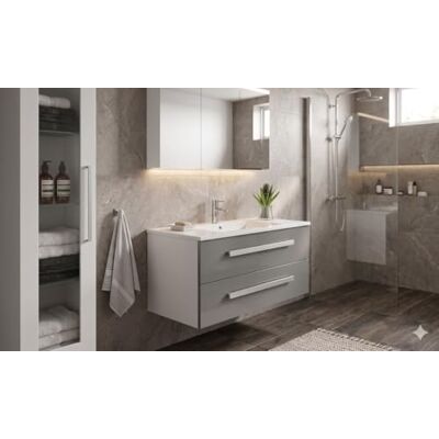 Jet-Line Badset Badmöbel Waschtisch Locarno Grau Hochglanz Unterschrank mit Soft Close Keramik Waschbecken für Bad und WC Jet-Line Badset Badmöbel Waschtisch Locarno Grau Hochglanz Unterschrank mit Soft Close Keramik Waschbecken für Bad und WC