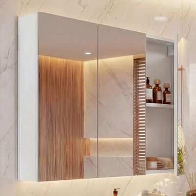 Mendler Spiegelschrank HWC-B19b 70x80x16cm weiß Badschrank, Hängeschrank, 6 Regalböden, Hochglanz, FSC®-Zertifiziert Mendler Spiegelschrank HWC-B19b 70x80x16cm weiß Badschrank, Hängeschrank, 6 Regalböden, Hochglanz, FSC®-Zertifiziert