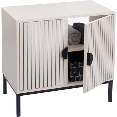 Mendler Waschbeckenunterschrank HWC-O42 62x63x35cm MDF Holzoptik beige Schrank, Badezimmer, Badschrank, mit 2, Türen, Melamin Mendler Waschbeckenunterschrank HWC-O42 62x63x35cm MDF Holzoptik beige Schrank, Badezimmer, Badschrank, mit 2, Türen, Melamin