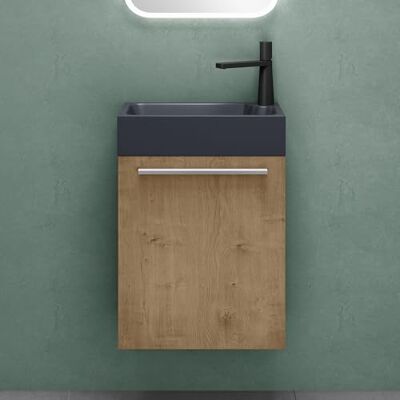Mai & Mai Waschtisch mit Unterschrank BxTxH 46x26x63 cm Badmöbelset für Gäste WC, Waschbeckenunterschrank in Kerneiche und Waschbecken Anthrazit matt Pisa Mai & Mai Waschtisch mit Unterschrank BxTxH 46x26x63 cm Badmöbelset für Gäste WC, Waschbeckenunterschrank in Kerneiche und Waschbecken Anthrazit matt Pisa