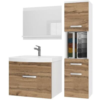 B BELINI GROUP Belini PRIM3 Waschbeckenunterschrank Badschrank 90cm Wotan Eiche Badmöbel-Set in Wotan Eiche, wandhängende Montage, Soft-Close-Mechanismus, FSC-Holzwerkstoff, inkl. Waschbecken & Spiegel B BELINI GROUP Belini PRIM3 Waschbeckenunterschrank Badschrank 90cm Wotan Eiche Badmöbel-Set in Wotan Eiche, wandhängende Montage, Soft-Close-Mechanismus, FSC-Holzwerkstoff, inkl. Waschbecken & Spiegel