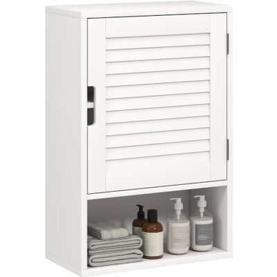 HOMCOM Badezimmerschrank Badschrank Hängeschrank 1-Tür 40x20x60 cm Weiß Wandschrank, Verstellbare Ablagen HOMCOM Badezimmerschrank Badschrank Hängeschrank 1-Tür 40x20x60 cm Weiß Wandschrank, Verstellbare Ablagen