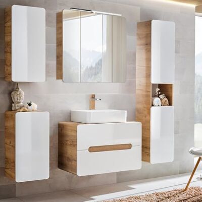 LUTON - LUTON-56 - Weiß Hochglanz - Badezimmer Möbel-Set LUTON - LUTON-56 - Weiß Hochglanz - Badezimmer Möbel-Set