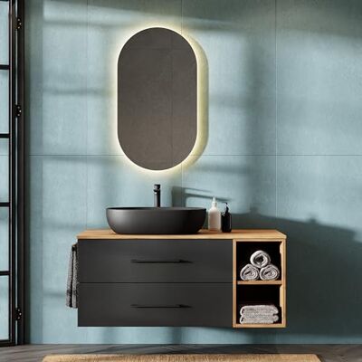 Planetmöbel LUX Badmöbel Set Waschbecken mit Unterschrank 120 cm Soft-Close Schublade, geräumiger Stauraum, Waschtisch Gold Eiche/Anthrazit Planetmöbel LUX Badmöbel Set Waschbecken mit Unterschrank 120 cm Soft-Close Schublade, geräumiger Stauraum, Waschtisch Gold Eiche/Anthrazit