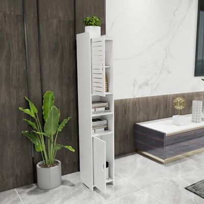 LANTUS Kleiner Aufbewahrungsschrank für Toilette, schmal, seitlich, 26 x 22 x 118 cm, Weiß LANTUS Kleiner Aufbewahrungsschrank für Toilette, schmal, seitlich, 26 x 22 x 118 cm, Weiß