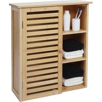 Mendler Hängeschrank HWC-O73 Türe Staufächer Bambus 60x50x19cm Badschrank, Badezimmerschrank Mendler Hängeschrank HWC-O73 Türe Staufächer Bambus 60x50x19cm Badschrank, Badezimmerschrank