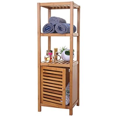 Mendler Badregal HWC-B18, Standregal mit Tür, Bambus 110x36x34cm Badezimmer, Badschrank Mendler Badregal HWC-B18, Standregal mit Tür, Bambus 110x36x34cm Badezimmer, Badschrank